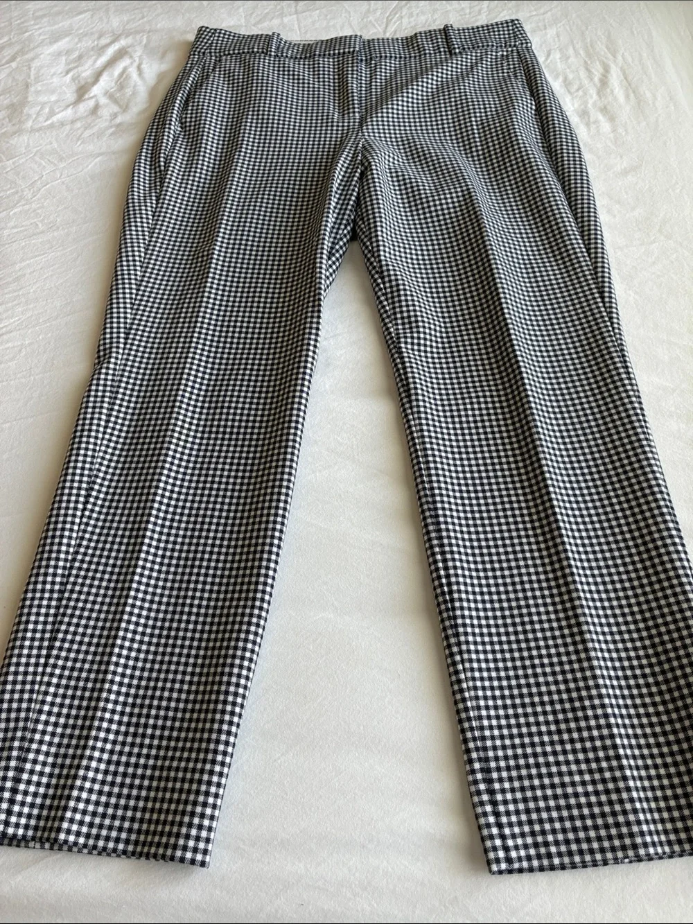 J Crew Cameron Gingham Pants in Black and White, Size 10